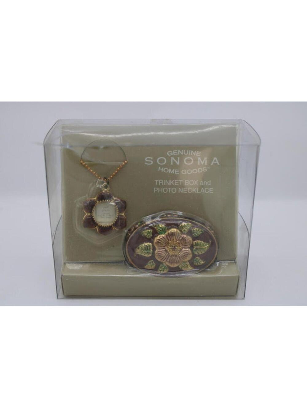 NEW Genuine Sonoma Home Goods Trinket Box and Photo Necklace Set